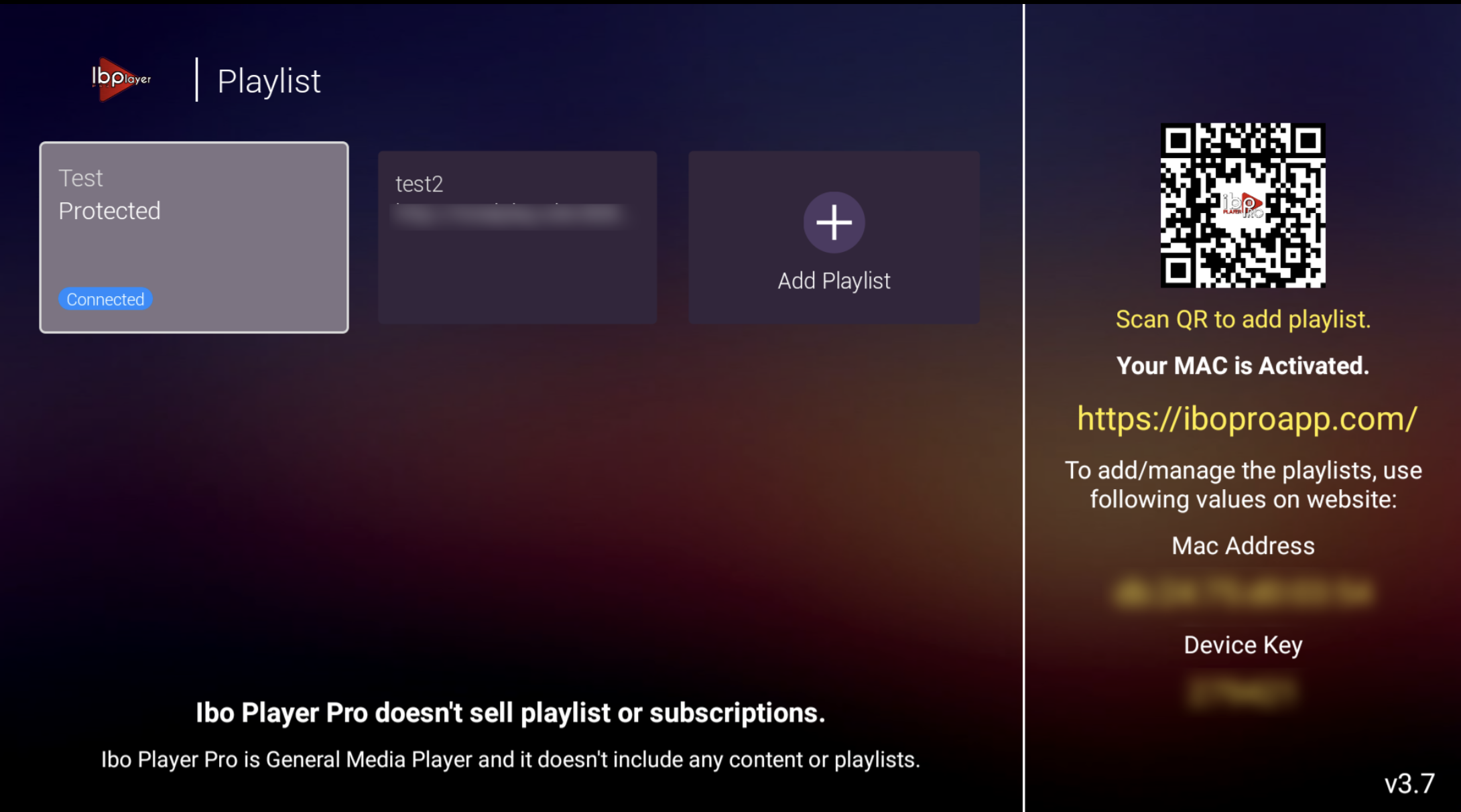 MAC-adress och enhetsnyckel i IB Player Pro